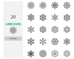 Fototapeta na wymiar set of snowflake thin line icons, christmas snowy