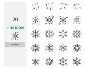 Fototapeta na wymiar set of snowflake thin line icons, christmas snowy