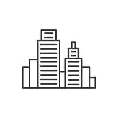 Fototapeta premium City landscape vector icon. Downtown, buildings filled flat sign for mobile concept and web design. Vector black icon.