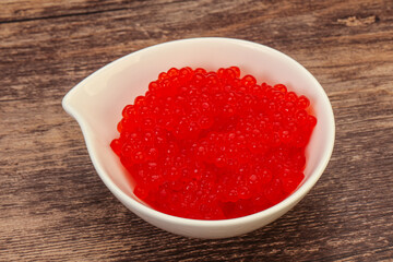 Red salmon caviar in the bowl