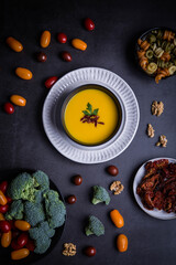 Pumpkin soup and pasta