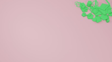 green contours on pink background 3D render corner