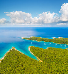 Fototapeta na wymiar Great aerial view of the blue lagoon on sunny day. Location Cres island, Croatia, Europe.