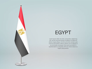 Egypt hanging flag on stand. Template forconference banner