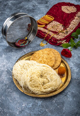 specially prepared vermicelli  and mathri for karva chauth - an indian  festival