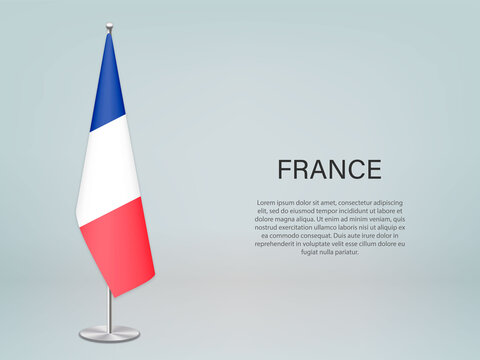 France hanging flag on stand. Template forconference banner