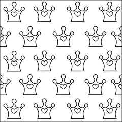 Monochrome seamless pattern with crown. 