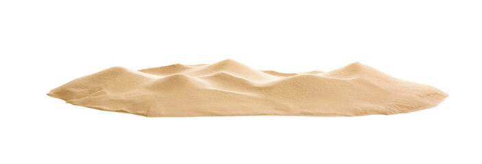 Pile of dry beach sand on white background - obrazy, fototapety, plakaty