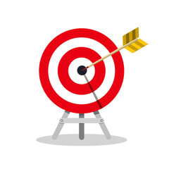 Arrow in Target Center on Tripod Isolated - Vector