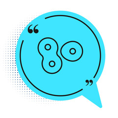 Black line Cell division process icon isolated on white background. Blue speech bubble symbol. Vector.