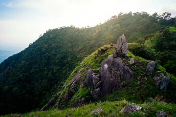 beautiful landscape of the mountain rage at sunset