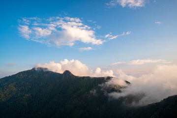 beautiful landscape of the mountain rage at sunset