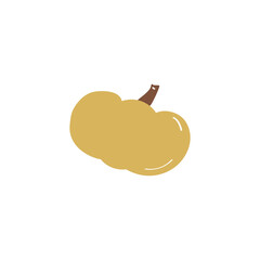 Doodle pumpkin icon. Hand drawn flat colored vector illustration