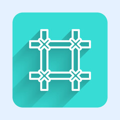 Fototapeta premium White line Prison window icon isolated with long shadow. Green square button. Vector.