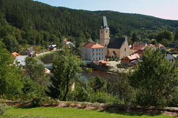 Fototapeta na wymiar View of Rozmberk nad Vltavou from the castle,South Bohemian Region,Czech republic,Europe 