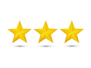 Three Gold Stars Isolated on White Background - Vector