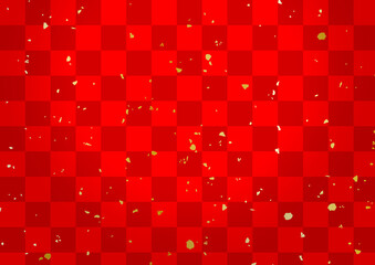 赤い市松模様の和紙テクスチャ背景素材