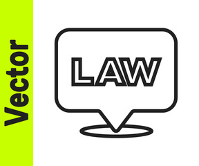 Black line Location law icon isolated on white background. Vector.