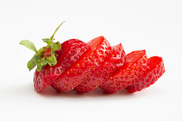Sliced strawberry on white background