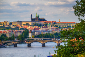 Prague Castle and Vltava river as seen from the Upper Castle