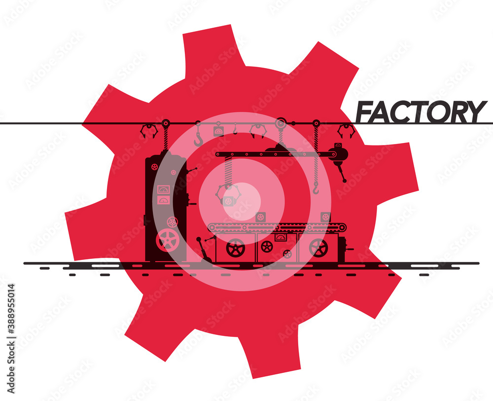 Poster factory symbol with cog icon vector design