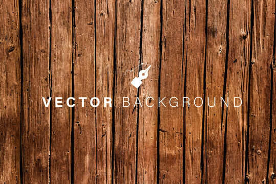 Vector Weathered Wooden Background - Brown Wood Backdrop