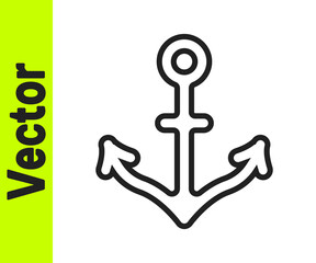 Black line Anchor icon isolated on white background. Vector.