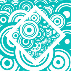 Abstract Vector Retro Background with Blue and White Circles on Square