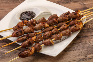 Asian cuisine - chicken hearts skewer