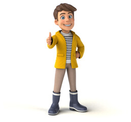 Fun cartoon kid with rain gear