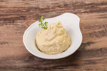 Vegan food - hummus with olive oil