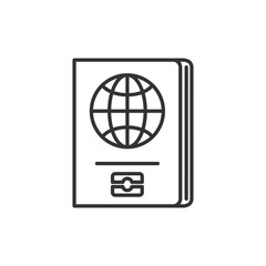 Passport icon a travel vacation symbol logo template. Vector black icon.