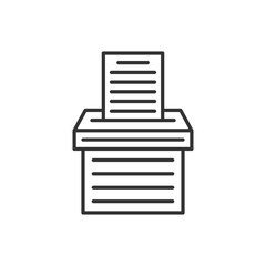 Voting outline election box icon. Vector black icon.