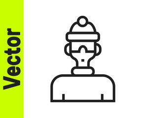 Black line Winter athlete icon isolated on white background. Vector.