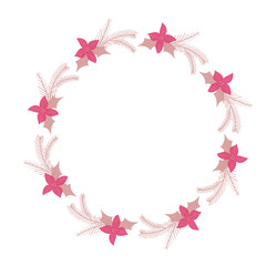 Fototapeta na wymiar Merry Christmas wreath circle with berry. design vector isolated.