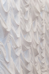 White curtains draped theater. Curtains background.