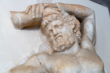 Architectural detail among Ruins of Ancient Corinth, a city-state (polis) on the Isthmus of...
