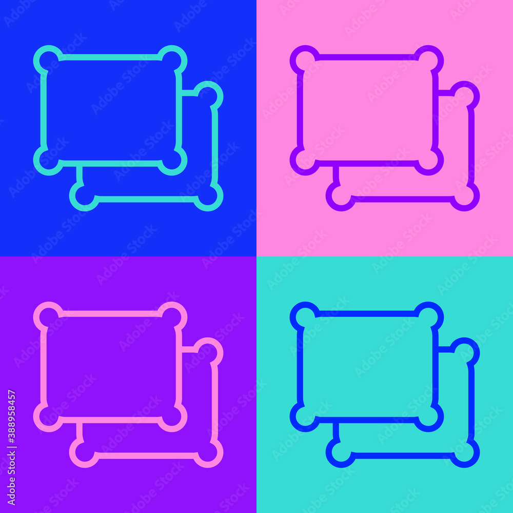 Poster pop art line rectangular pillow icon isolated on color background. cushion sign. vector.