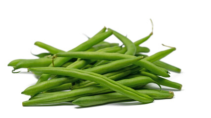 Grüne Bohnen isoliert vor weißem Hintergrund