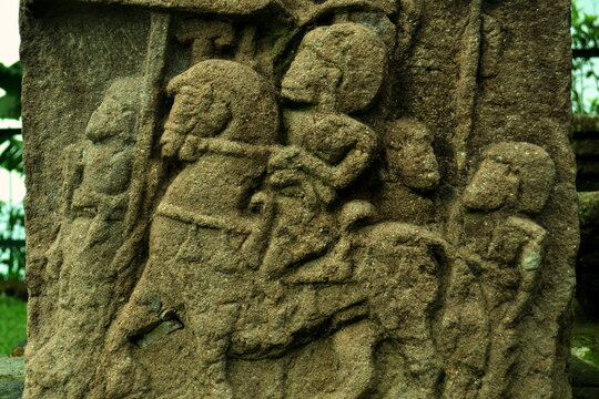 beautiful relief at sukuh tample in mount lawu, central java. sukuh tample is a hindu tample.