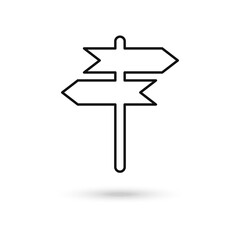Direction road sign icon vector, solid pictogram isolated on white background. Signpost, pointer symbol