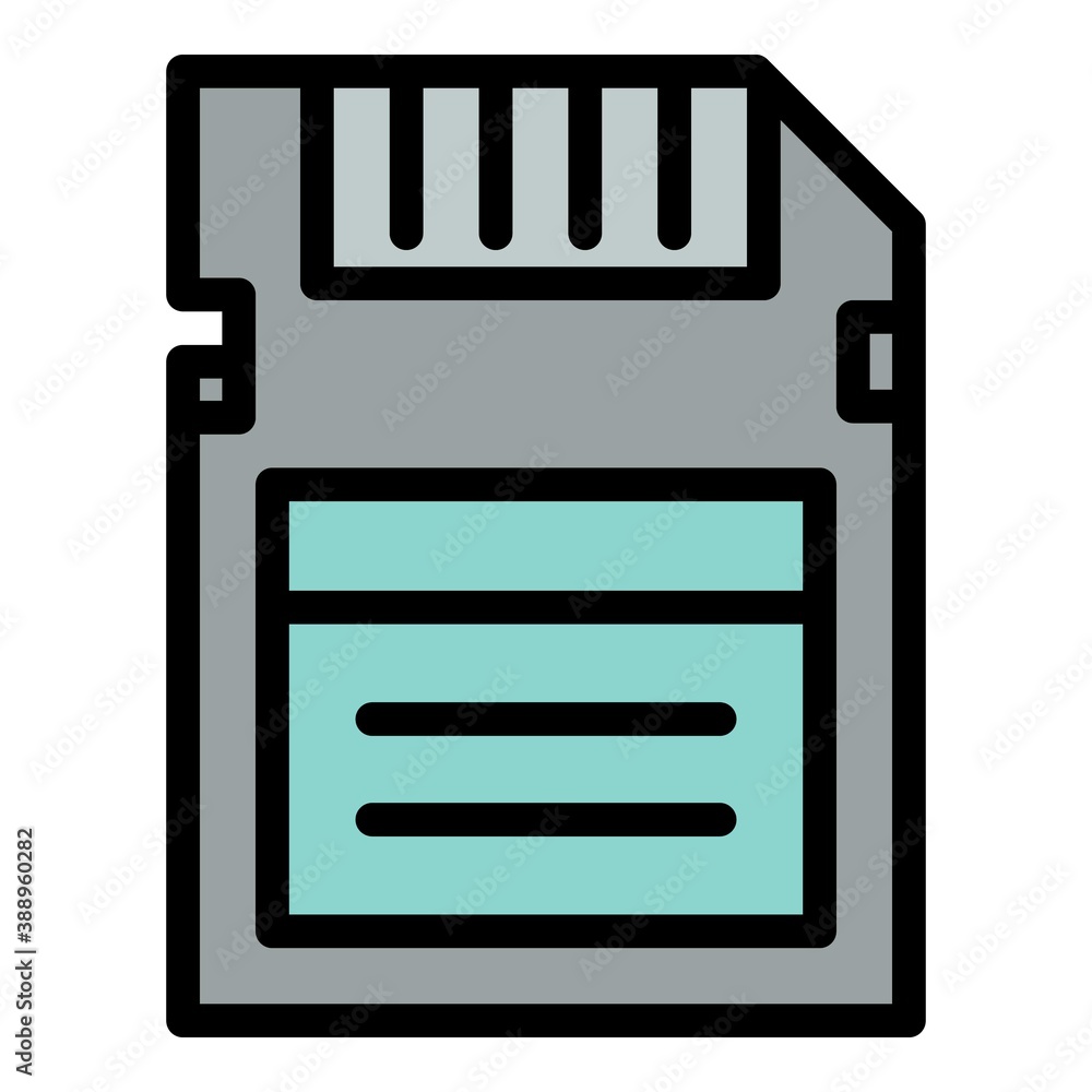 Poster camera sd card icon. outline camera sd card vector icon for web design isolated on white background