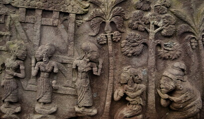 beautiful relief at sukuh tample in mount lawu, central java. sukuh tample is a hindu tample.