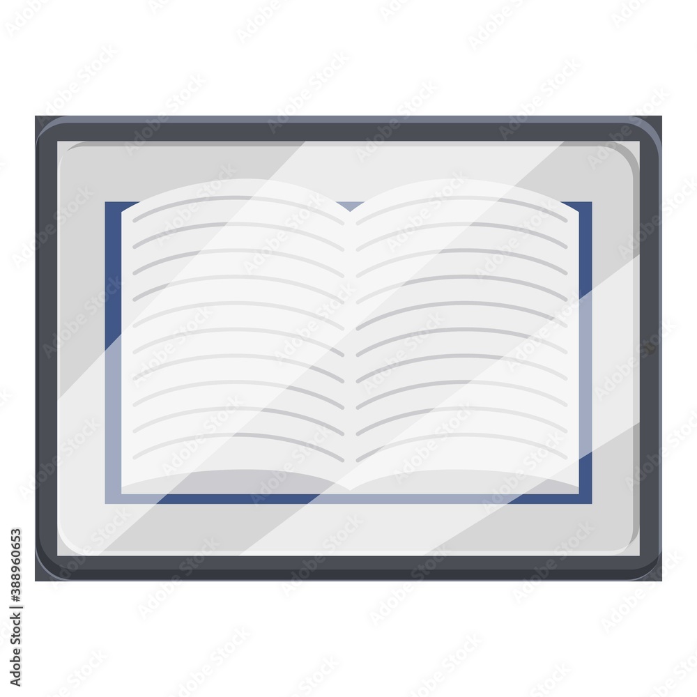 Poster e-book open application icon. cartoon of e-book open application vector icon for web design isolated