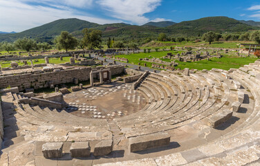 Ruins in the Ancient Messene archeological site, Peloponnese, Greece. One of the best preserved...