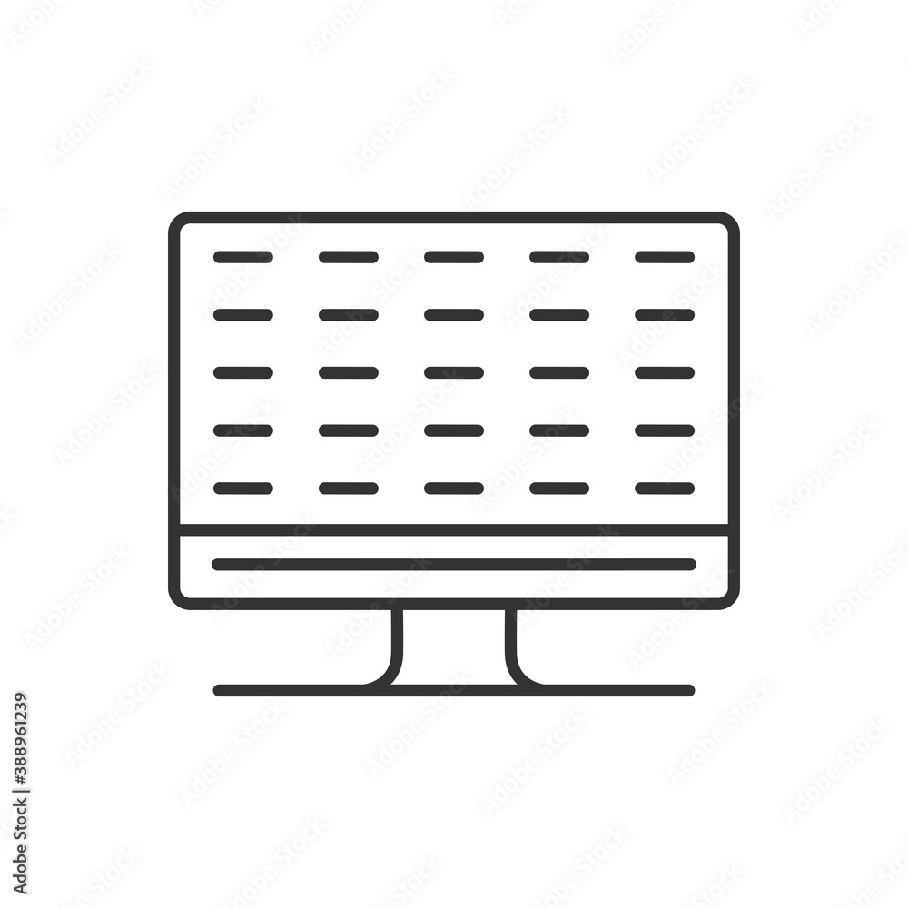 Poster computer or monitor. content on the screen. vector black icon.