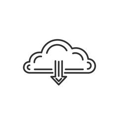 Upload from cloud icon. Upload button. Vector black icon.