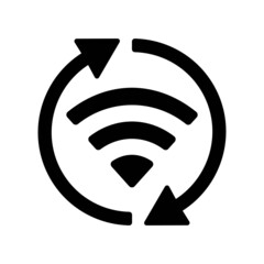 Vector flat style illustration of refresh wi fi icon isolated on white background