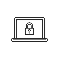 Computer security, protect your laptop concepts. Vector black icon.