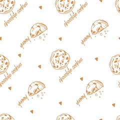 Yummy Chocolate Cookies Vector Seamless Pattern